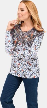 Druckpullover mit ornamentalem Druck - blau / weiß / gemustert - Gr. 25 von Goldner Fashion