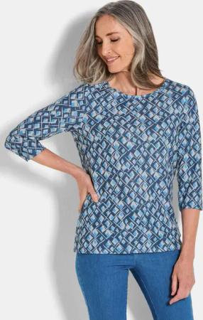 Druckshirt aus flauschigem Jersey - blau / gemustert - Gr. 20 von Goldner Fashion