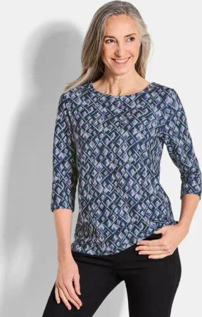 Druckshirt aus flauschigem Jersey - lila / gemustert - Gr. 38 von Goldner Fashion