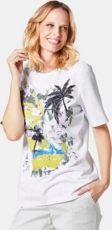 Druckshirt aus pflegeleichtem Baumwoll-Jersey - weiß / gemustert - Gr. 46 von Goldner Fashion