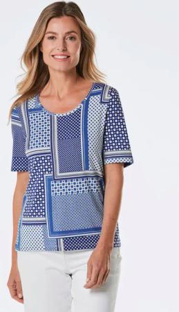Druckshirt - blau / weiß / gemustert - Gr. 44 von Goldner Fashion