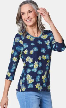 Druckshirt in kraftvollen Farben - marine / gemustert - Gr. 42 von Goldner Fashion