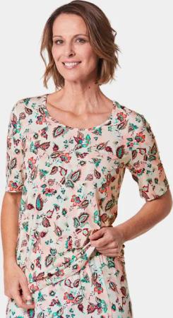 Druckshirt in kraftvollen Farben - rosé / gemustert - Gr. 25 von Goldner Fashion