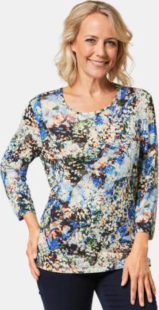 Druckshirt in kraftvollen Farben - schwarz / royalblau / gemustert - Gr. 52 von Goldner Fashion