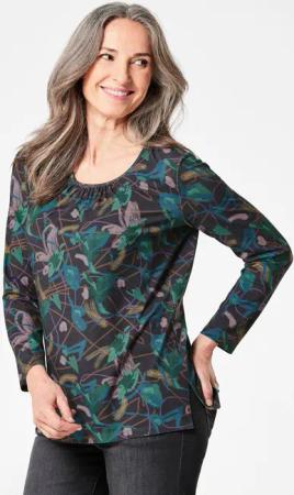 Druckshirt mit kaschierendem Effekt - bunt / gemustert - Gr. 20 von Goldner Fashion