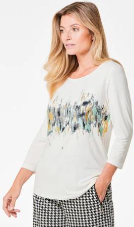 Druckshirt mit Schimmer-Effekt - cremeweiß - Gr. 46 von Goldner Fashion