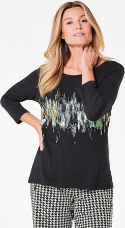 Druckshirt mit Schimmer-Effekt - schwarz - Gr. 48 von Goldner Fashion