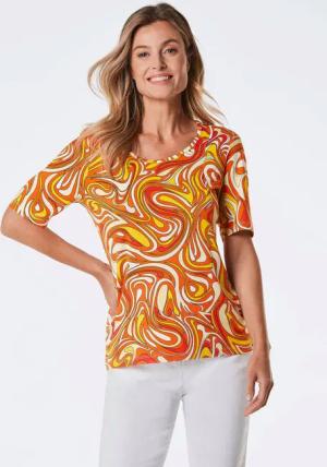 Druckshirt - orange / gemustert - Gr. 54 von Goldner Fashion