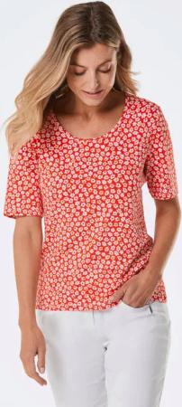 Druckshirt - rot / gemustert - Gr. 38 von Goldner Fashion