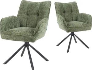 DUBI Möbel Polsterstuhl Mika-Daan, Federkern, pulverbeschichtet, 360° drehbar im 2er-Set