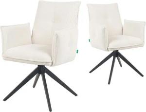 DUBI Möbel Polsterstuhl Mika-Nina, Federkern, pulverbeschichtet, 360° drehbar im 2er-Set