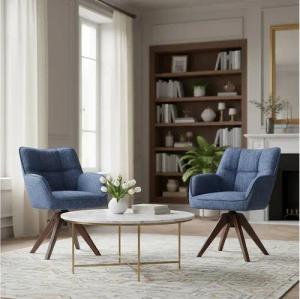 DUBI Möbel Polsterstuhl Mika-Theo, Federkern, Eiche geölt, 360° drehbar im 2er-Set