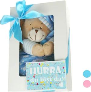 dubistda-WINDELTORTEN- Neugeborenen-Geschenkset Geschenkbox Baby Musikspieluhr BÄR + Grußkarte, Geschenk zur Geburt