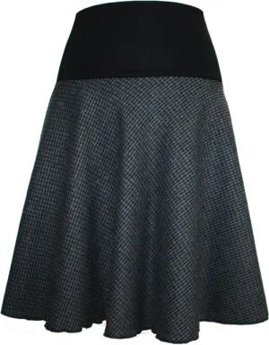 dunkle design A-Linien-Rock Wollmischung Grau Hahnentritt Elastischer Bund