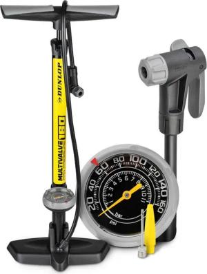 Dunlop Fahrradpumpe Luftpumpe Premium Standpumpe Fahrradpumpe alle Ventile bis 11 bar, Premium Standpumpe aus Aluminium bis 11 bar