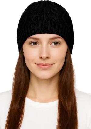 dy_mode Strickmütze Damen Beanie mit Zopfmuster – unifarbene Strickmütze ohne Futter in Unifarbe