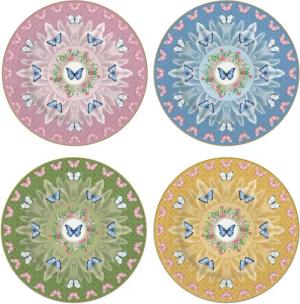 EasyLife Kuchenteller Spring Parade, Spülmaschinengeeignet, Mehrfarbig, Motiv: Schmetterlinge & Blumenwiese