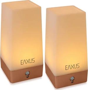 EAXUS LED Tischleuchte Kabllose Nachtlampe im Kupfer/Bronze Look, mit Bewegungssensor & Dämmerungssensor, LED fest integriert, warmweiß, Nachttischleuchte
