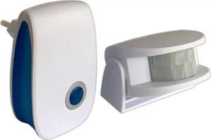 EAXUS Türklingel Funkklingel Türgong Klingel Kabellose Türklingel Durchgangsmelder (1-St), mit Bewegungsmelder und Steckdosen-Empfänger