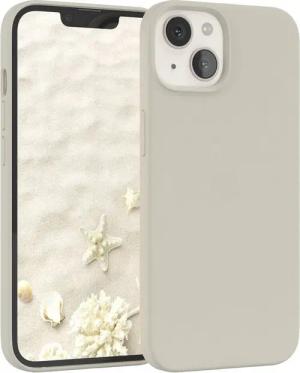 EAZY CASE Handyhülle Premium Silikon Case für Apple iPhone 13 6,1 Zoll, Hülle Silikon mit Displayschutz Handy Softcase Slimcover Taupe / Beige