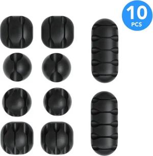 EAZY CASE Kabelführung 10x Kabelmanagement Mix Set, Kabelclips Kabelmanagement ohne Bohren Ordnung Kabel Organizer Schwarz