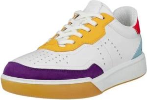 Ecco Street Court Lea (Premium-Leder) weiss/gelb/violett Damen Sneaker
