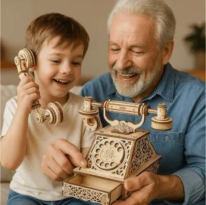 Eco Wood Art Modellbausatz Eco-Wood-Art Retro Telephone Mechanisches Holzpuzzle, (232-tlg)