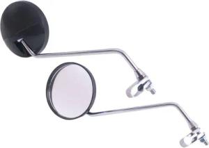 Edge Spiegelset mit M8-Klemme, klares Glas, rund, schwarz/chrom.