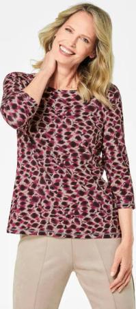 Edles Druckshirt aus Viskose-Jersey - beere / gemustert - Gr. 54 von Goldner Fashion