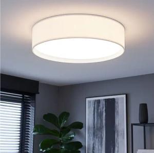 EGLO Deckenleuchte, Leuchtmittel nicht inklusive, Deckenleuchte Wohnzimmerlampe weiß Textil rund D 38 cm