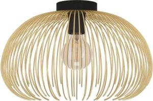 EGLO Deckenleuchte VENEZUELA Deckenlampe, Esszimmerlampe, Metall, schwarz, gold, E27, Leuchtmittel wechselbar, ohne Leuchtmittel, Wohnzimmerlampe, Küche, Flur, Drahtschirm, 1flammig, 110x93,5x23,5xcm