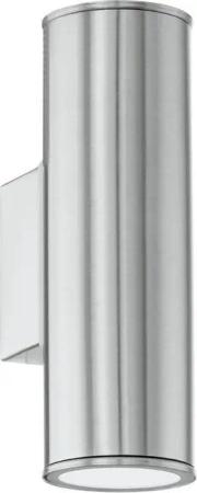 EGLO LED Außen-Wandleuchte Riga Wandleuchte, Außenbeleuchtung, LED, Stahl in silber, IP44, LED wechselbar, Warmweiß, Eckmontage möglich, Up- und Down Light, Garten, Terrasse, 20x9,5x6,5cm