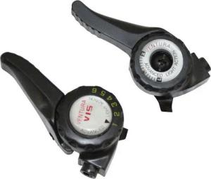 Ein Paar MTB-Fahrrad-Schalthebel mit Schelle am Lenker P2R Indexe