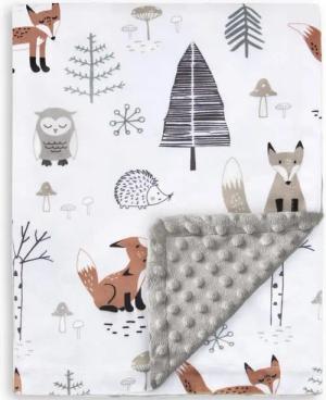 Einschlagdecke Babydecke Kinderdecke,weiche Plüsch-Minky-Decke mit doppellagiger, ibettertec, gepunkteter Rückseite für Kleinkinder, mit Waldmotiv,75 x 100 cm