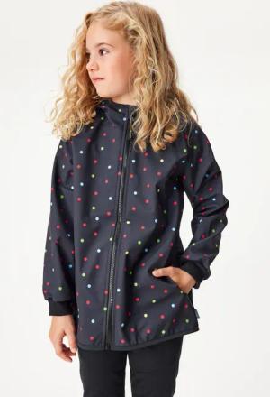 Elastische, ungefütterte Softshell-Jacke für Kinder Basic, Schwarz, Punkt