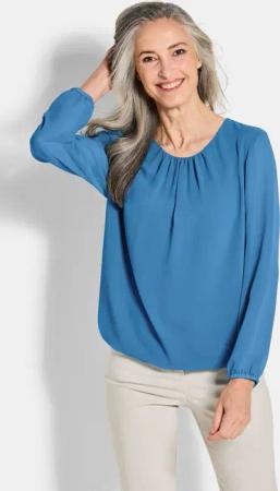 Elegante Bluse aus Chiffon - blau - Gr. 40 von Goldner Fashion
