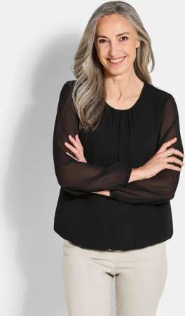 Elegante Bluse aus Chiffon - schwarz - Gr. 42 von Goldner Fashion