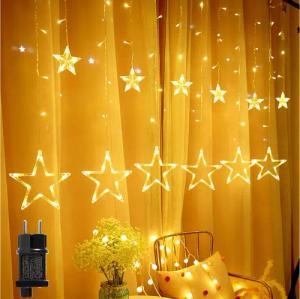 Elegear Lichtervorhang 2/2,2 M Weihnachtsdeko Lichterkette mit 8 Modi, Memory-Funktion, 138-flammig, Lichtervorhang mit Stern für fenster Weihnachtsbaum, Partybeleuchtung