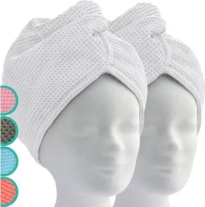 ELEXACARE Turban-Handtuch Haarturban mit Knopf, Mikrofaser (2-St), Turbanhandtuch mit Knopf und Schlaufe