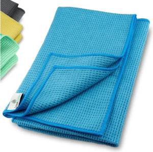 ELEXACLEAN Waffeltuch Trockentuch Mikrofasertuch (80% Polyester, 20% Polyamid, Set, 2-tlg., 60x40 cm, streifenfrei, fusselfrei, saugstark)