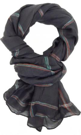 Ella Jonte Modeschal, leichter Schal dunkelgrau mit eingewebten bunten Streifen Viskose