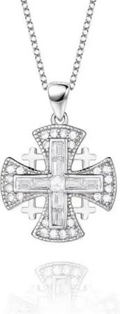 ELLAWIL Kreuzkette Kirchenschmuck Silberkette Jerusalem Kreuz Silber Anhänger (GESCHENKIDEE, Sterling Silber 925, Kettenlänge 50 cm), inklusive Geschenkschachtel