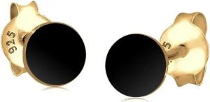 Elli Paar Ohrstecker Neu Rund Kreis Emaille Geo 925 Silber vergoldet, Geo