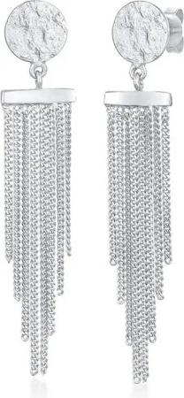 Elli Paar Ohrstecker Stecker Plättchen Ketten Look Stylisch 925 Silber, Plättchen