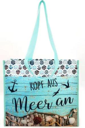 ELLUG Einkaufsshopper Maritime laminierte Einkaufstasche „Kopf aus Meer an“ 45*40*15cm, 4 Henkel