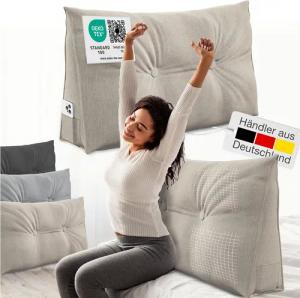 ELONEO Rückenkissen Keilkissen für Bett und Sofa, Lesekissen mit praktischem Seitenfach, 1-tlg., mit praktischem Seitenfach, Lesekissen, mit waschbarem Bezug
