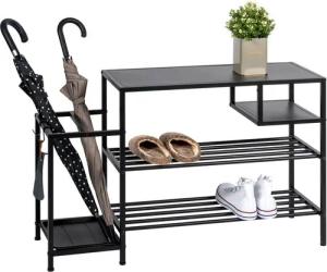 eluno Schuhregal für ca. 6 Paar Schuhe, 4 Ablagen und Schirmständer