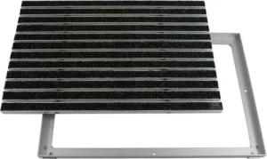 Emco Fußmatte Eingangsmatte DIPLOMAT + Rahmen Aluminium, Rips Anthrazit, rechteckig, Höhe: 25 mm, Größe: 600x400 mm, für Innen- und überdachten Außenbereich