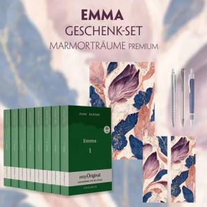 Emma Geschenkset - 8 Bücher (Softcover + Audio-Online) + Marmorträume Schreibset Premium