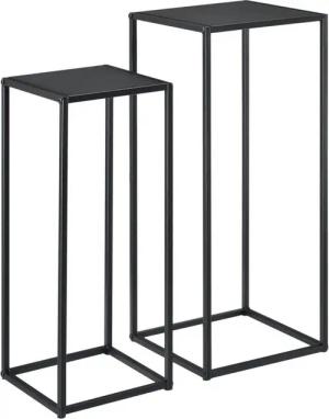 en.casa Beistelltisch, »Barbaricina« Metall 2er Set Säulentische Schwarz
